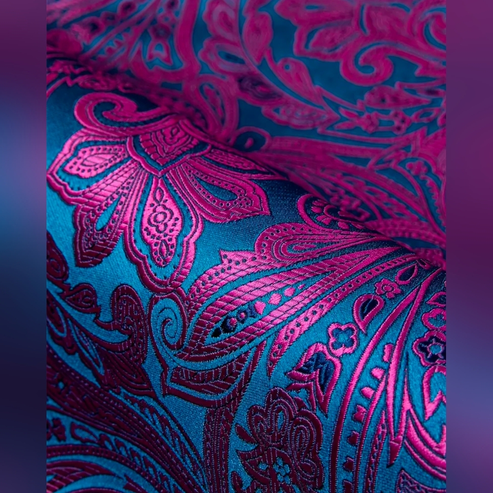 ⭐ Blue Purple Color Shift Jacquard Men's Dress Shirt - XL - Picture 6 of 7